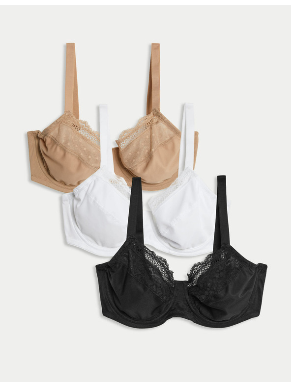 Marks & Spencer Karcsúsító hatású, csontokkal és teli kosaras melltartók, 3 db, méret C-H Marks & Spencer fekete