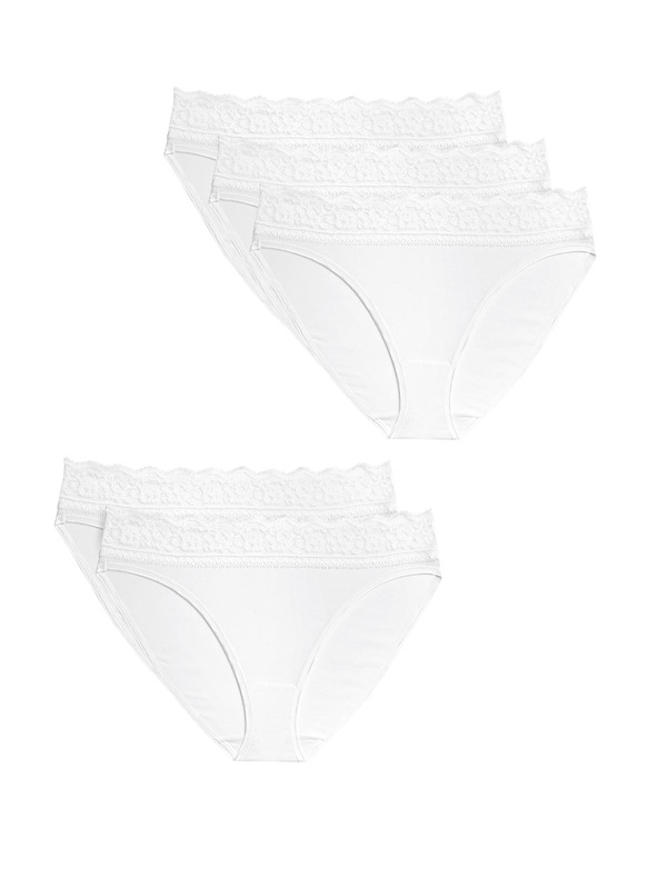 Marks & Spencer Pamut csipkebugyi lycraval, 5 csomag Marks & Spencer fehér