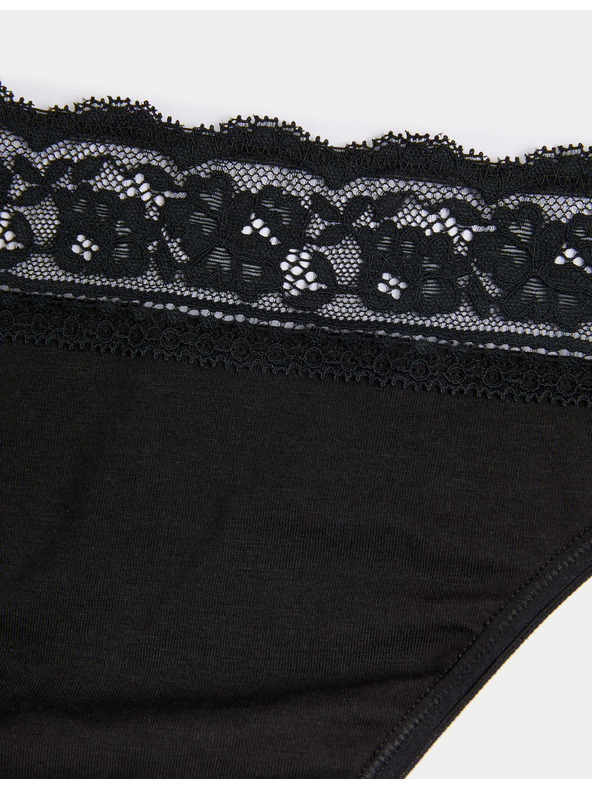 Marks & Spencer Pamut csipkebugyi lycrával, 5 csomag Marks & Spencer fekete