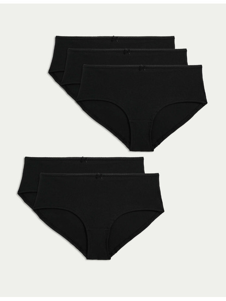 Marks & Spencer Alacsonyan dekoltált pamut és Lycra® rövidnadrág, 5 darabos csomag Marks & Spencer fekete