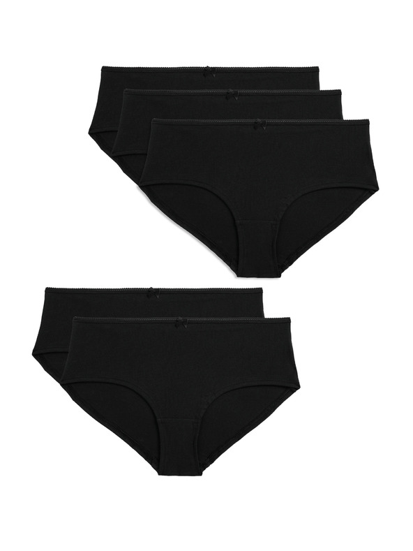 Marks & Spencer Alacsonyan dekoltált pamut és Lycra® rövidnadrág, 5 darabos csomag Marks & Spencer fekete