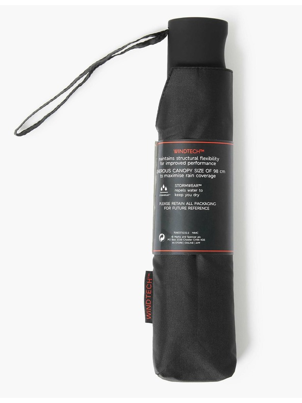 Marks & Spencer Újrahasznosított poliészter esernyő Windtech ™ -tel Marks & Spencer fekete