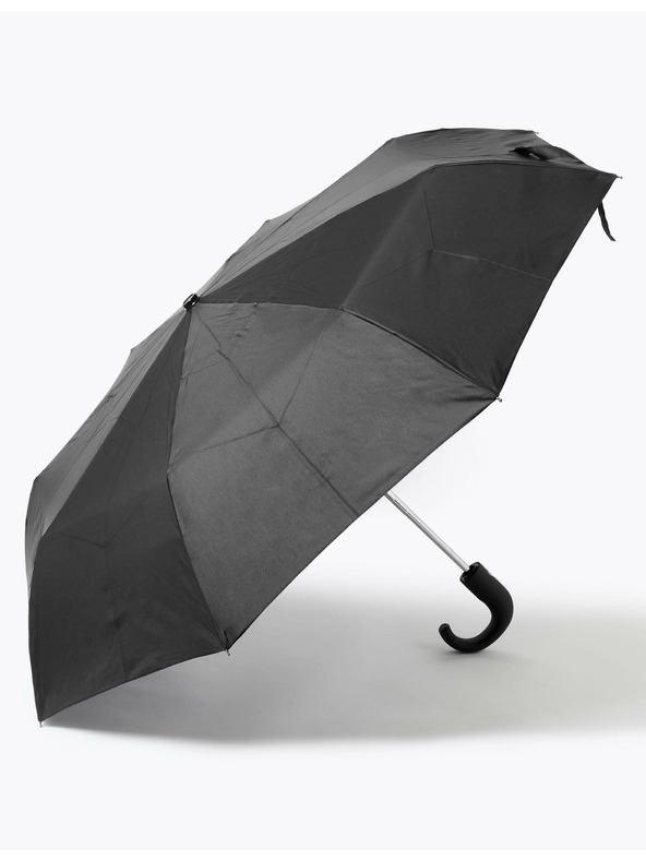 Marks & Spencer Újrahasznosított poliészter esernyő ívelt fogantyúval és Windtech™ technológiával Marks & Spencer black