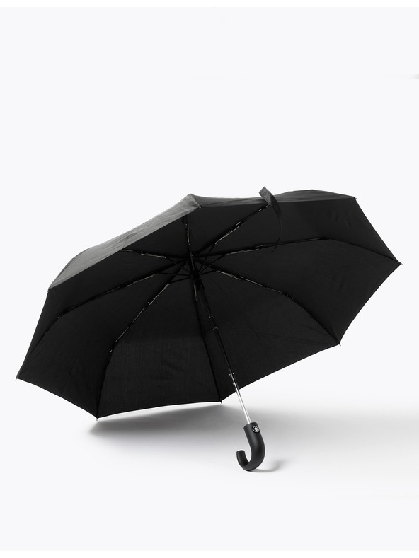 Marks & Spencer Újrahasznosított poliészter esernyő ívelt fogantyúval és Windtech™ technológiával Marks & Spencer black