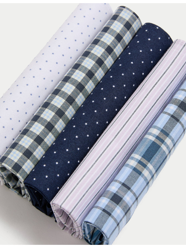 Marks & Spencer Mintás zsebkendő 100%-os pamutból, 5 db-os csomag Marks & Spencer kék