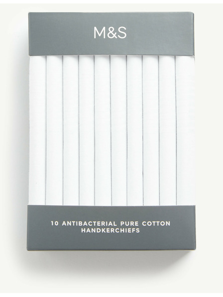 Marks & Spencer 10 db antibakteriális, tiszta pamut zsebkendő Sanitized Finish® Marks & Spencer fehér