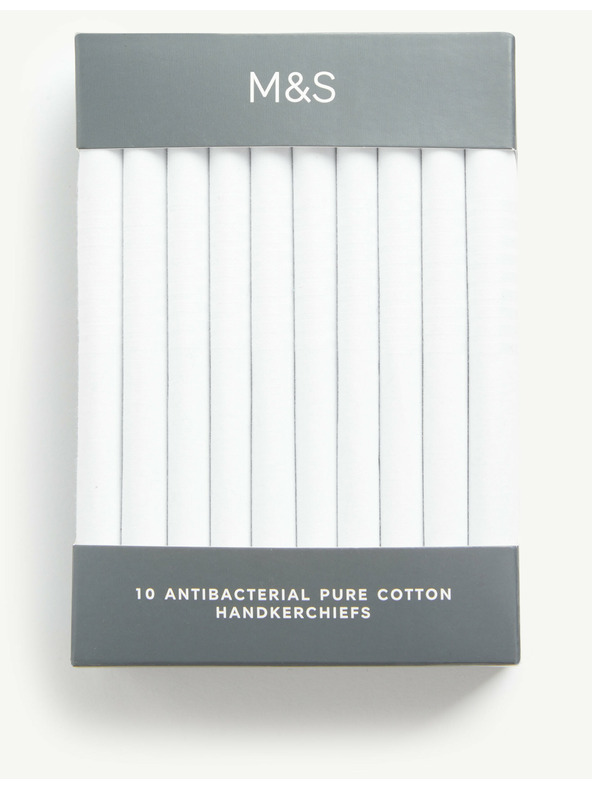 Marks & Spencer 10 db antibakteriális, tiszta pamut zsebkendő Sanitized Finish® Marks & Spencer fehér