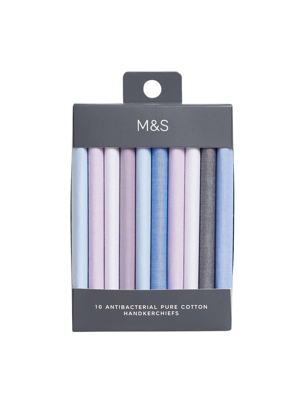 Marks & Spencer Antibakteriális zsebkendő 100%-os pamutból, 10 db-os csomag Marks & Spencer kék