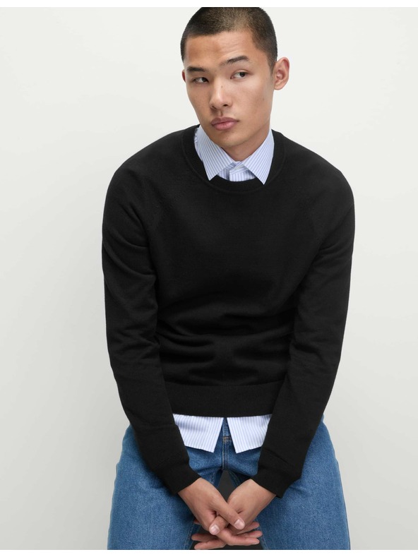 Marks & Spencer Nyakig érő nyakú pulóver tiszta pamutból, Marks & Spencer fekete