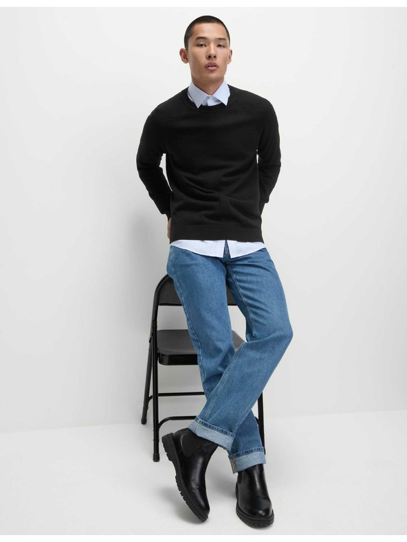 Marks & Spencer Nyakig érő nyakú pulóver tiszta pamutból, Marks & Spencer fekete