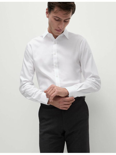 Marks & Spencer Marks & Spencer fehér, keskeny szabású pamuting vasalást nem igénylő anyagból