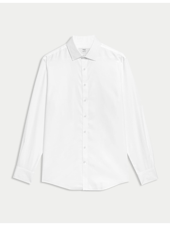 Marks & Spencer Marks & Spencer fehér, keskeny szabású pamuting vasalást nem igénylő anyagból