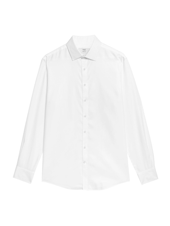 Marks & Spencer Marks & Spencer fehér, keskeny szabású pamuting vasalást nem igénylő anyagból