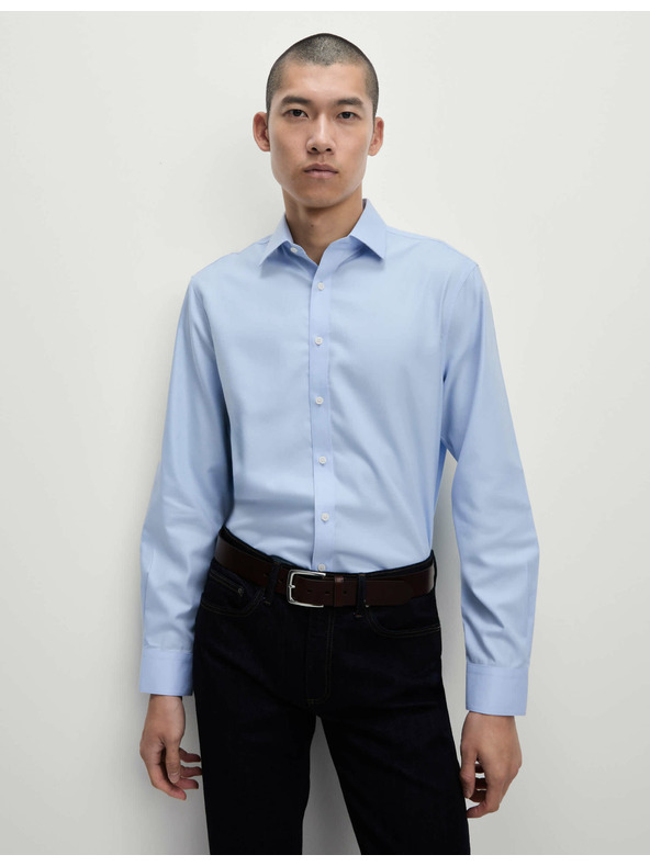 Marks & Spencer Marks & Spencer kék, klasszikus szabású pamuting vasalást nem igénylő anyagból