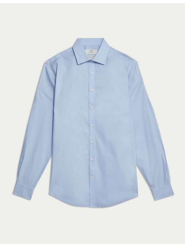 Marks & Spencer Marks & Spencer kék, klasszikus szabású pamuting vasalást nem igénylő anyagból