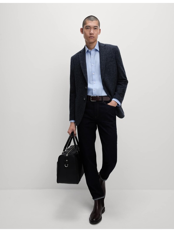 Marks & Spencer Marks & Spencer kék, klasszikus szabású pamuting vasalást nem igénylő anyagból