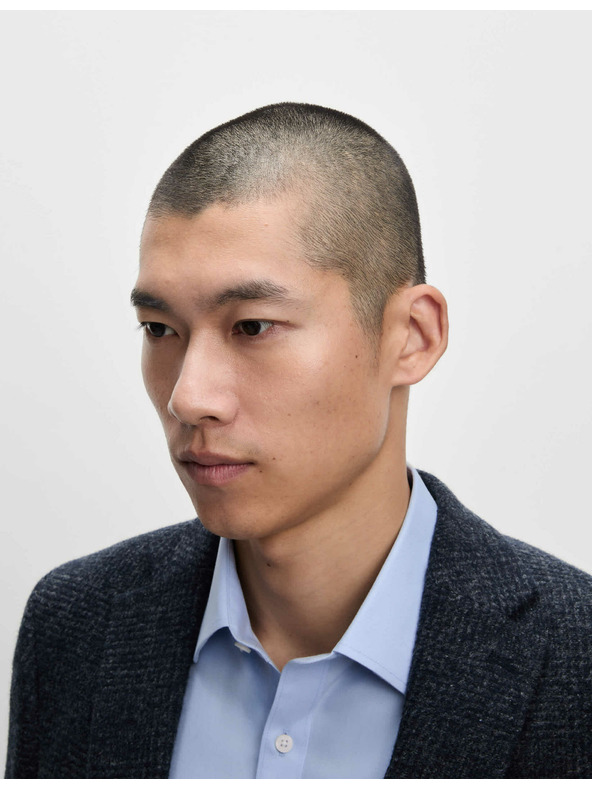 Marks & Spencer Marks & Spencer kék, klasszikus szabású pamuting vasalást nem igénylő anyagból