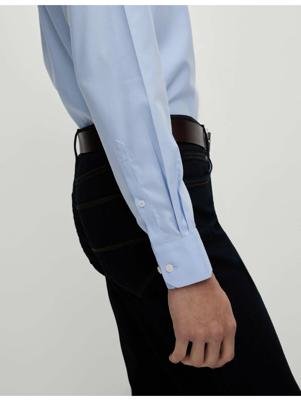 Marks & Spencer Marks & Spencer kék, klasszikus szabású pamuting vasalást nem igénylő anyagból