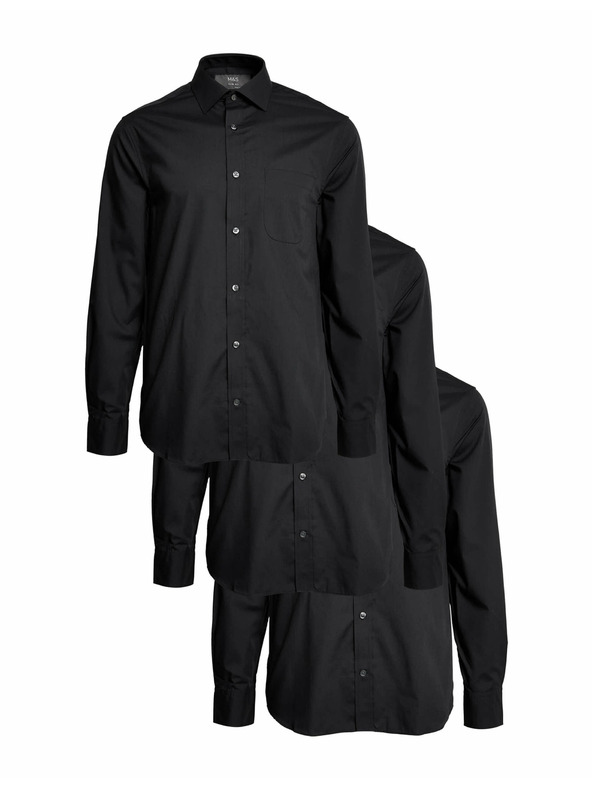 Marks & Spencer Marks & Spencer hosszú ujjú slim fit ing, 3 db csomagban fekete