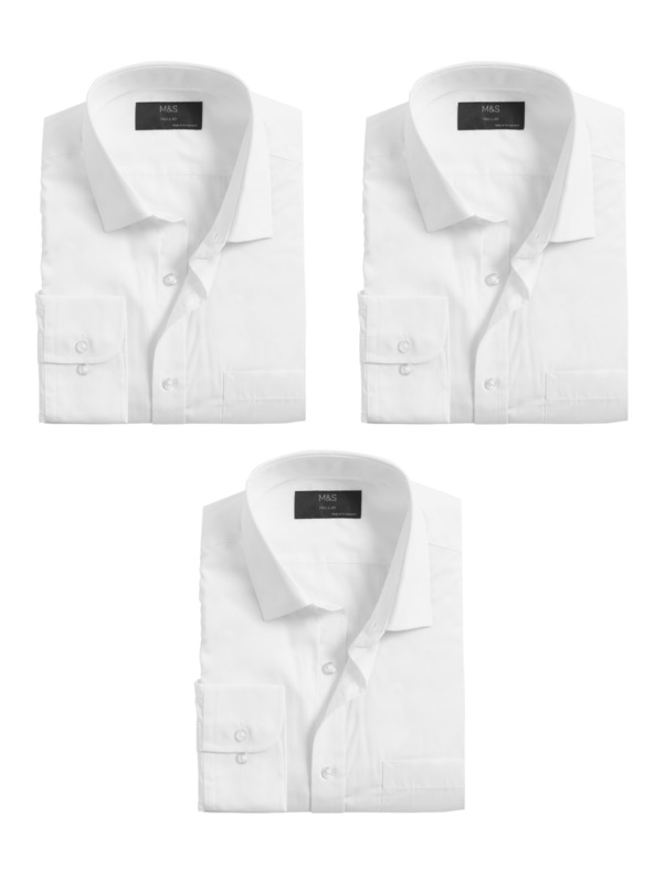 Marks & Spencer Marks & Spencer hosszú ujjú ing, normál szabású, 3 db-os szett fehér
