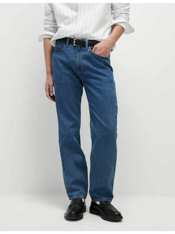 Marks & Spencer Sima farmer egyenes szabással, 100% pamutból, Marks & Spencer kék