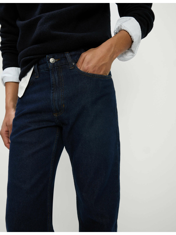 Marks & Spencer Sima, egyenes szárú farmer, 100% pamutból, Marks & Spencer sötétkék