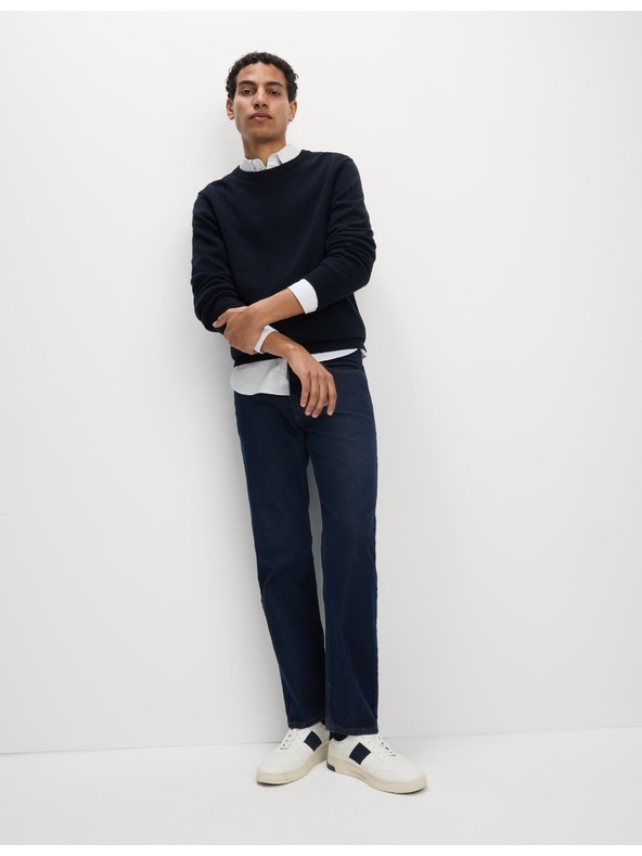 Marks & Spencer Sima, egyenes szárú farmer, 100% pamutból, Marks & Spencer sötétkék