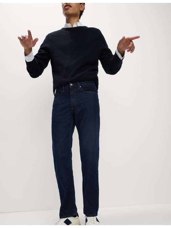 Marks & Spencer Sima, egyenes szárú farmer, 100% pamutból, Marks & Spencer sötétkék