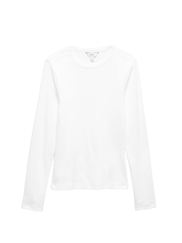 Marks & Spencer Bordázott felső magas pamuttartalommal, Marks & Spencer fehér