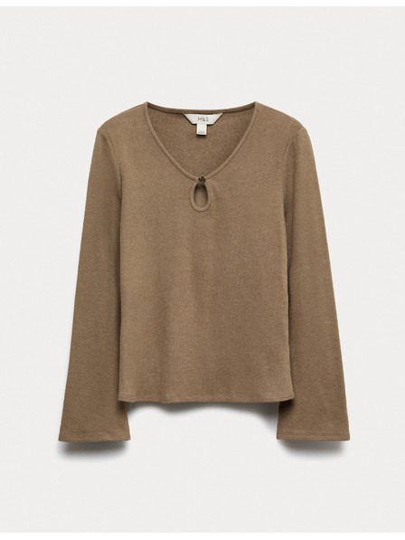 Marks & Spencer Kényelmes felső kivágott nyakkal és bő ujjakkal Marks & Spencer törtfehér