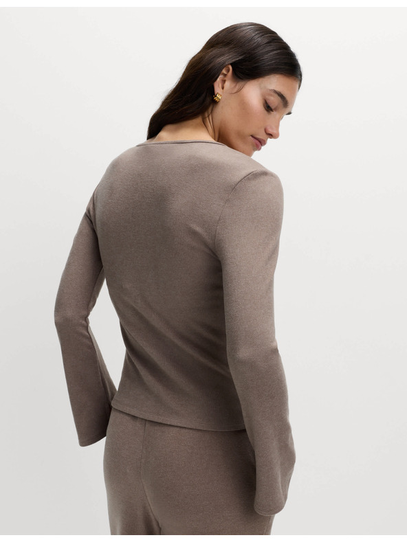 Marks & Spencer Kényelmes felső kivágott nyakkal és bő ujjakkal Marks & Spencer törtfehér