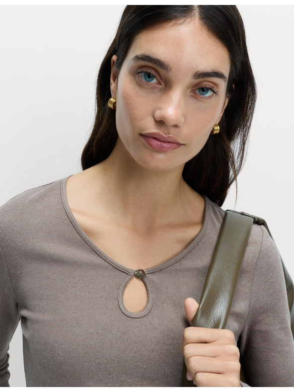 Marks & Spencer Kényelmes felső kivágott nyakkal és bő ujjakkal Marks & Spencer törtfehér