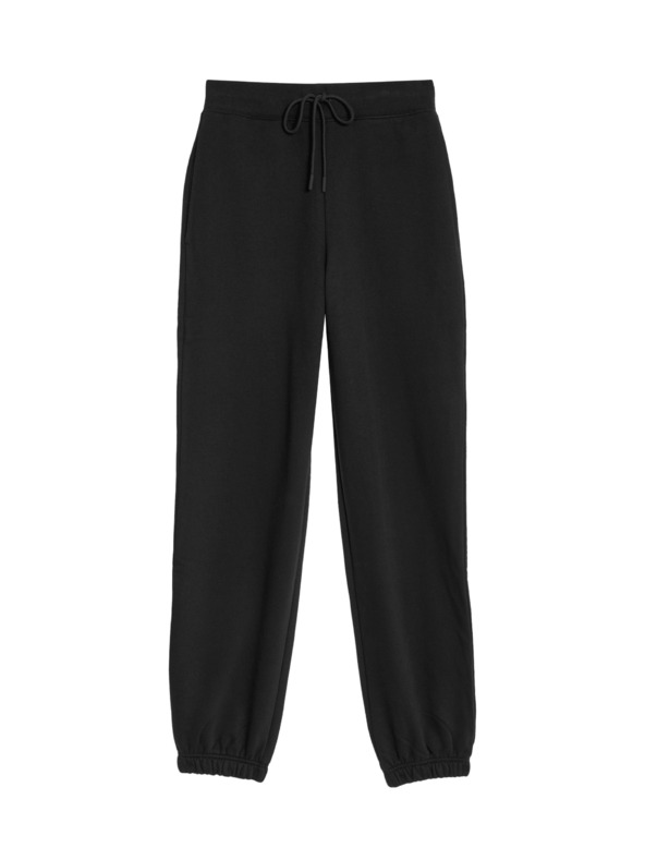 Marks & Spencer Mandzséta végű melegítőnadrág magas pamuttartalommal és húzózsinórral, Marks & Spencer fekete