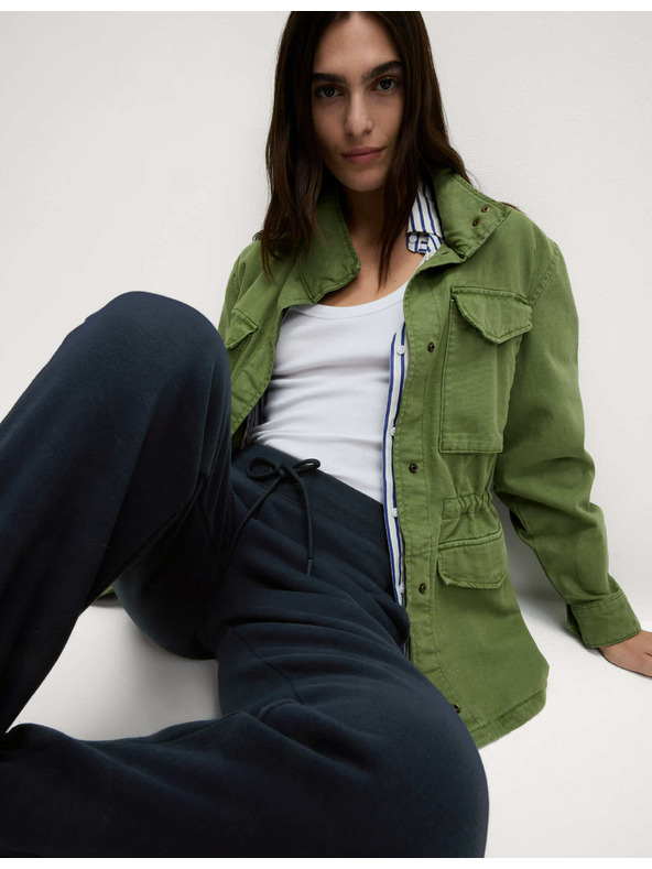 Marks & Spencer Mandzséta végű melegítőnadrág magas pamuttartalommal és húzózsinórral, Marks & Spencer tengerészkék