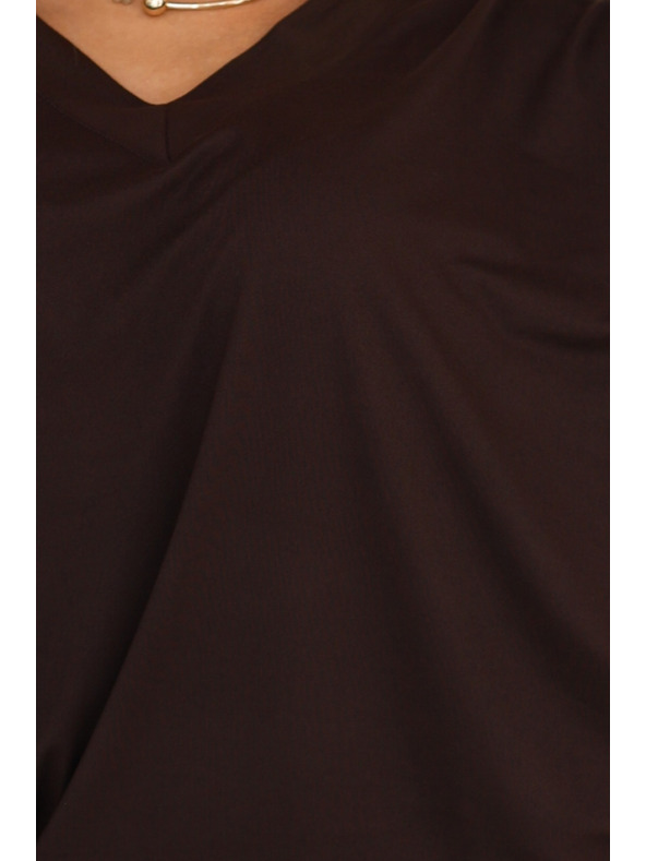 numoco Kényelmes denevér szabású ruha hosszú ujjal - csokoládé