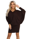 numoco Kényelmes denevér szabású ruha hosszú ujjal - csokoládé
