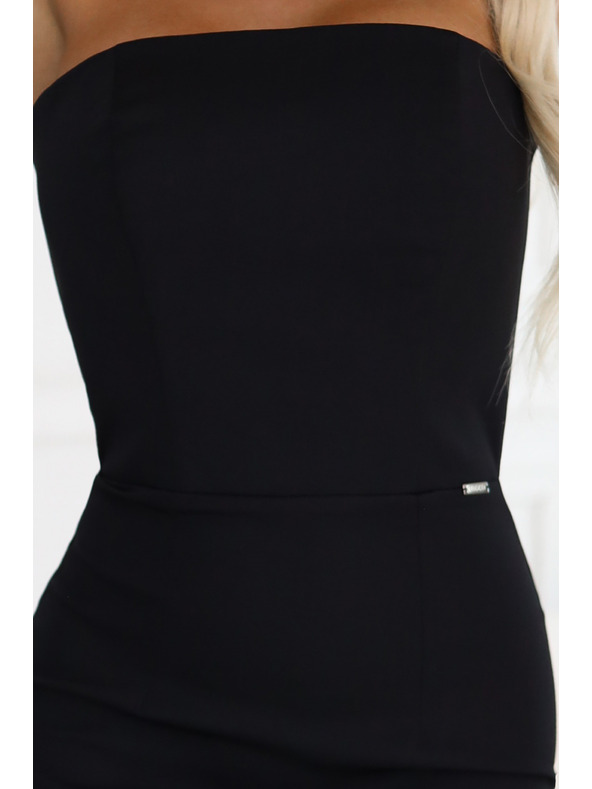 numoco Midi ruha fedetlen vállakkal és fűzővel - fekete