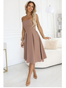 numoco VIVIENNE midi ruha fűzővel és széles pántokkal különleges alkalmakra - bézs