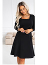 numoco IVANA kényelmes trapéz ruha dekoltázzsal és hosszú ujjakkal - fekete