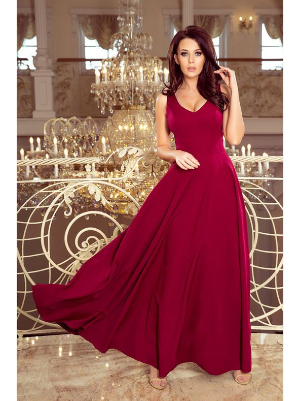 numoco CINDY hosszú ruha dekoltázzsal - bordó
