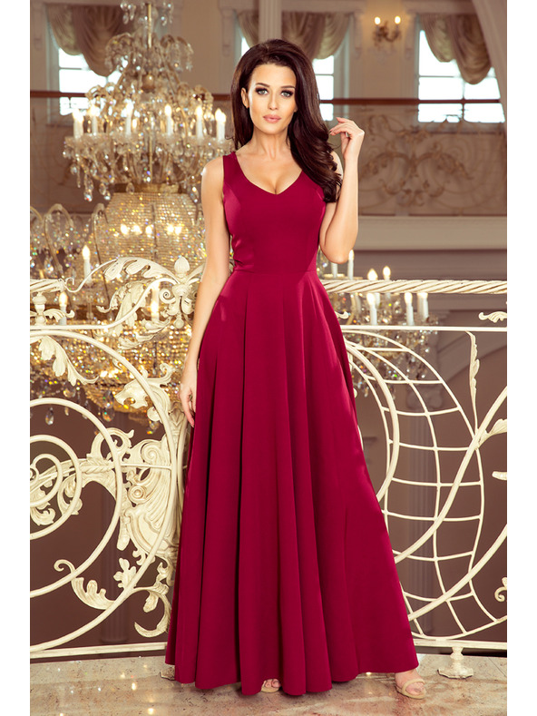 numoco CINDY hosszú ruha dekoltázzsal - bordó