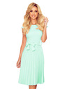 numoco LILA Pliszírozott ruha rövid ujjakkal - Menta szín