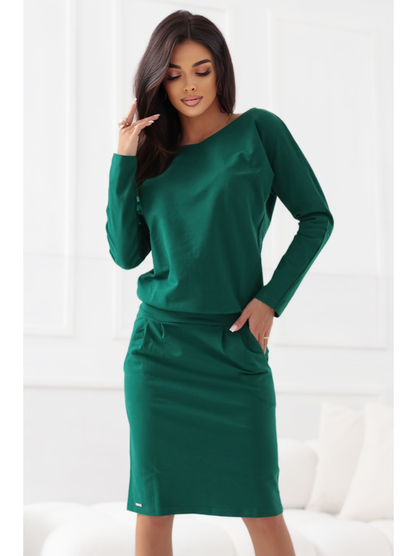 numoco Kapucnis ruha hosszú ujjakkal és zsebbel - kényelmes szabás hátul kivágással - zöld