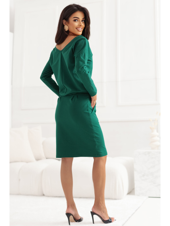 numoco Kapucnis ruha hosszú ujjakkal és zsebbel - kényelmes szabás hátul kivágással - zöld