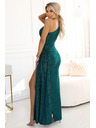 numoco SELENA csillogó hosszú ruha egy vállas hasítékkal - zöld csillogással