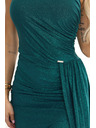 numoco SELENA csillogó hosszú ruha egy vállas hasítékkal - zöld csillogással