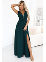 numoco Divatos, karcsúsító maxi ruha oldalsó hasítékkal - üvegzöld