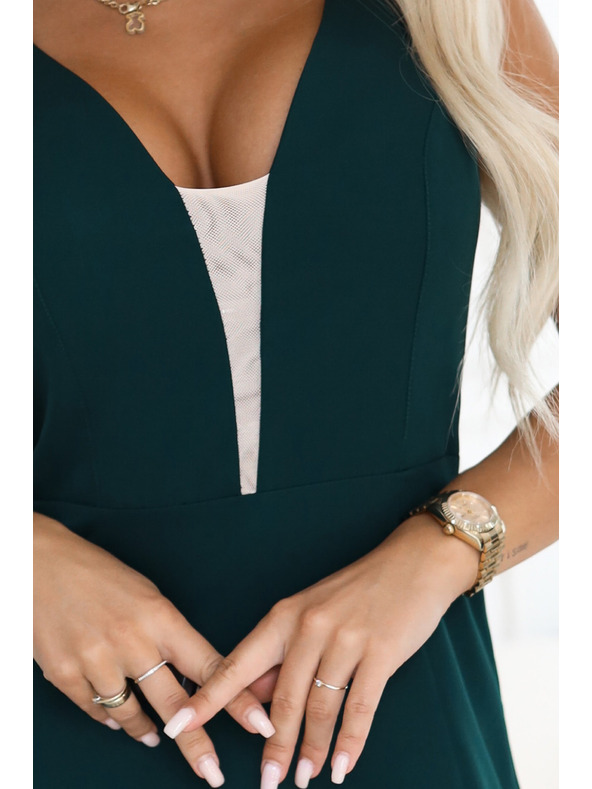 numoco Divatos, karcsúsító maxi ruha oldalsó hasítékkal - üvegzöld