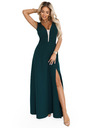 numoco Divatos, karcsúsító maxi ruha oldalsó hasítékkal - üvegzöld
