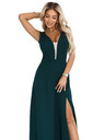 numoco Divatos, karcsúsító maxi ruha oldalsó hasítékkal - üvegzöld